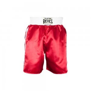 Pro Boxing Supplies Apparel Cleto Reyes Satin Classic Boxing Trunks - Red/White 1 Pro Boxing Supplies Apparel Cleto Reyes Satin Classic Boxing Trunks - Red/White