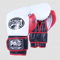 Pro Boxing Supplies Pro Boxing® Ultimate Hook And Loop Boxing Gloves – White/Black/Red