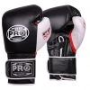 Pro Boxing Supplies Pro Boxing® Series Gel Hook And Loop Gloves - Black/White/Red With White Thumb