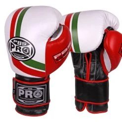 Pro Boxing Supplies Pro Boxing® Series Gel Hook And Loop Gloves - Red/ White/Green
