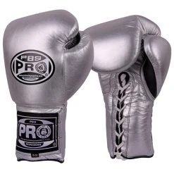Pro Boxing Supplies Pro Boxing® Series Classic Lace-Up Gloves - Silver