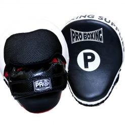 Pro Boxing Supplies Pro Boxing® Mesh Vent Professional Focus Curve Mitt - Black/White Mesh Trim Punch Mitts