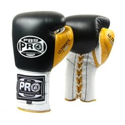 Pro Boxing Supplies Pro Boxing® Ultimate Lace-Up Boxing Gloves – Black/Yellow