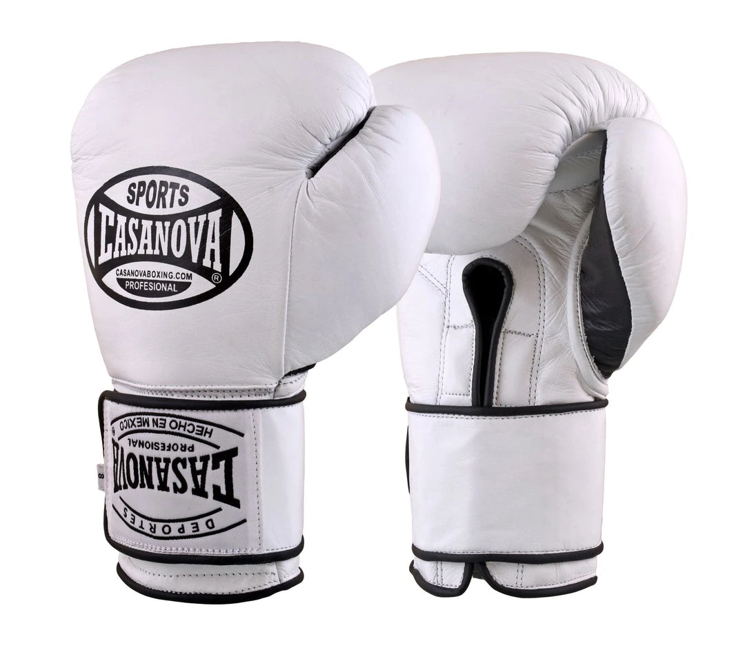 Pro Boxing Supplies Casanova Boxing® Hook And Loop Training Fight Gloves - White 1 Pro Boxing Supplies Casanova Boxing® Hook And Loop Training Fight Gloves - White