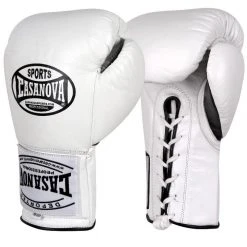 Pro Boxing Supplies Casanova Boxing® Professional Lace Up Official Fight Gloves - White