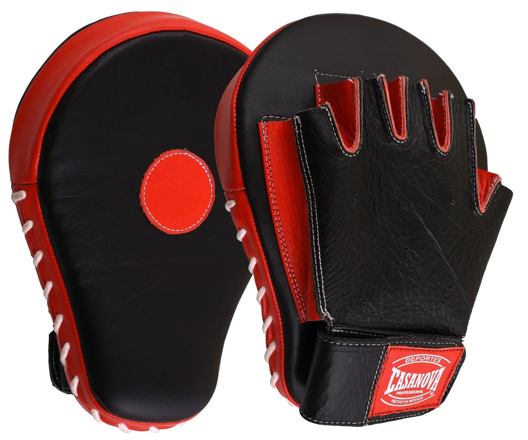 Pro Boxing Supplies Casanova Boxing® Professional Fingerless Focus Mitt - Black/Red 1 Pro Boxing Supplies Casanova Boxing® Professional Fingerless Focus Mitt - Black/Red