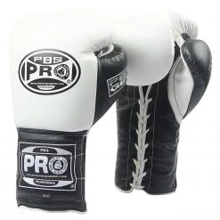 Pro Boxing Supplies Pro Boxing® Series Gel Lace Gloves - White/Black With Black Thumb