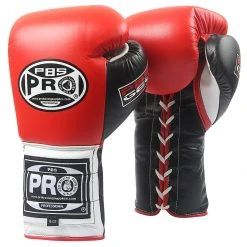 Pro Boxing Supplies Pro Boxing® Series Gel Lace Gloves - Red/Black With Black Thumb
