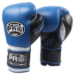 Pro Boxing Supplies Pro Boxing® Series Gel Hook And Loop Gloves - Blue/Black With Black Thumb