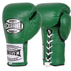 Pro Boxing Supplies Casanova Boxing® Professional Lace Up Official Fight Gloves - Green
