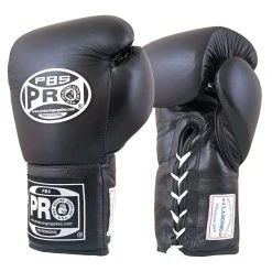 ProBoxingSupplies Pro Boxing® Amateur Competition Lace Up Gloves - Black