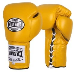Pro Boxing Supplies Casanova Boxing® Professional Lace Up Training Gloves - Yellow
